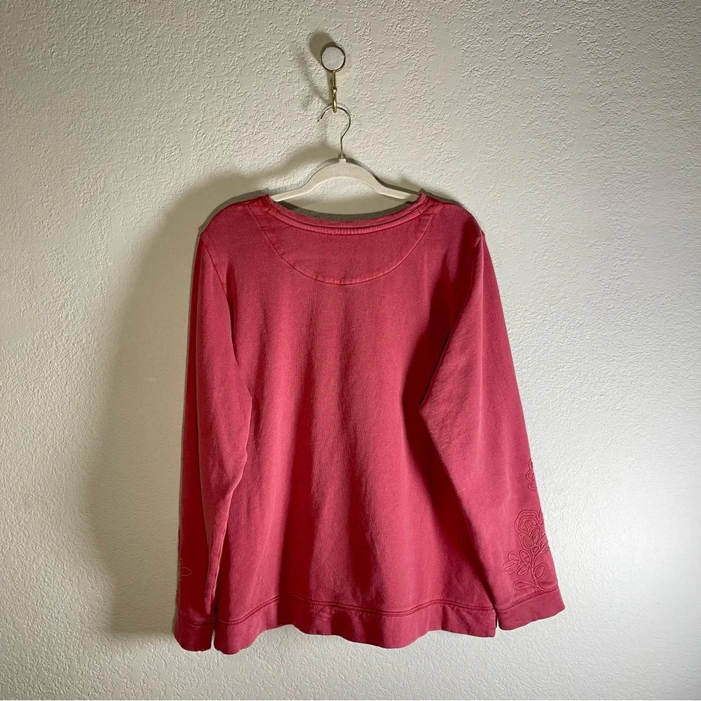 Coldwater Creek Women’s Crimson Floral Embroidered Sweatshirt Sz3X - Picture 5 of 6